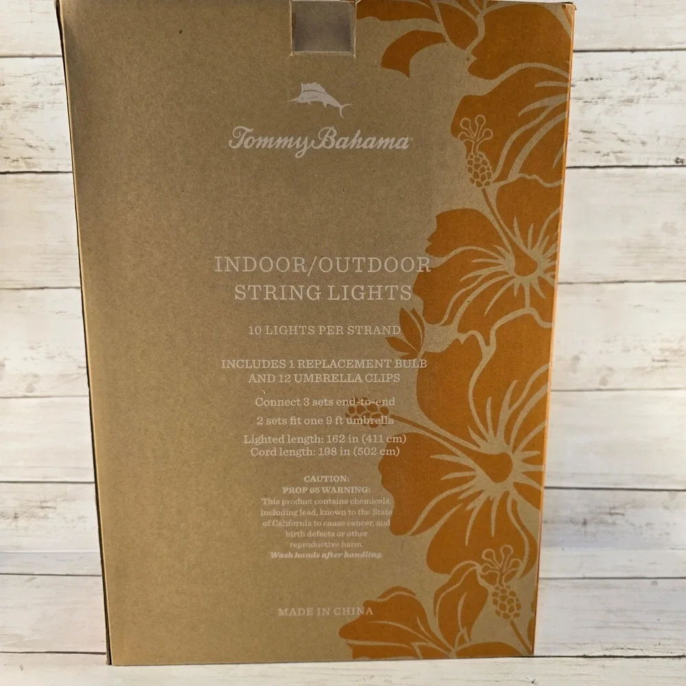 NEW Tommy Bahama Indoor Outdoor String Lights 10 Lights 16.5ft Tropical Patio
